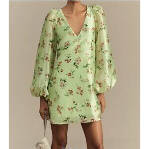 NWT BHLDN Samantha Long-Sleeve Organza Mini Dress